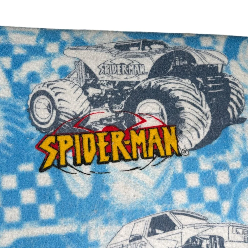 2001 Marvel SFX Monster Jam Truck Blanket 68x84 Spiderman Wolverine Vintage Rare